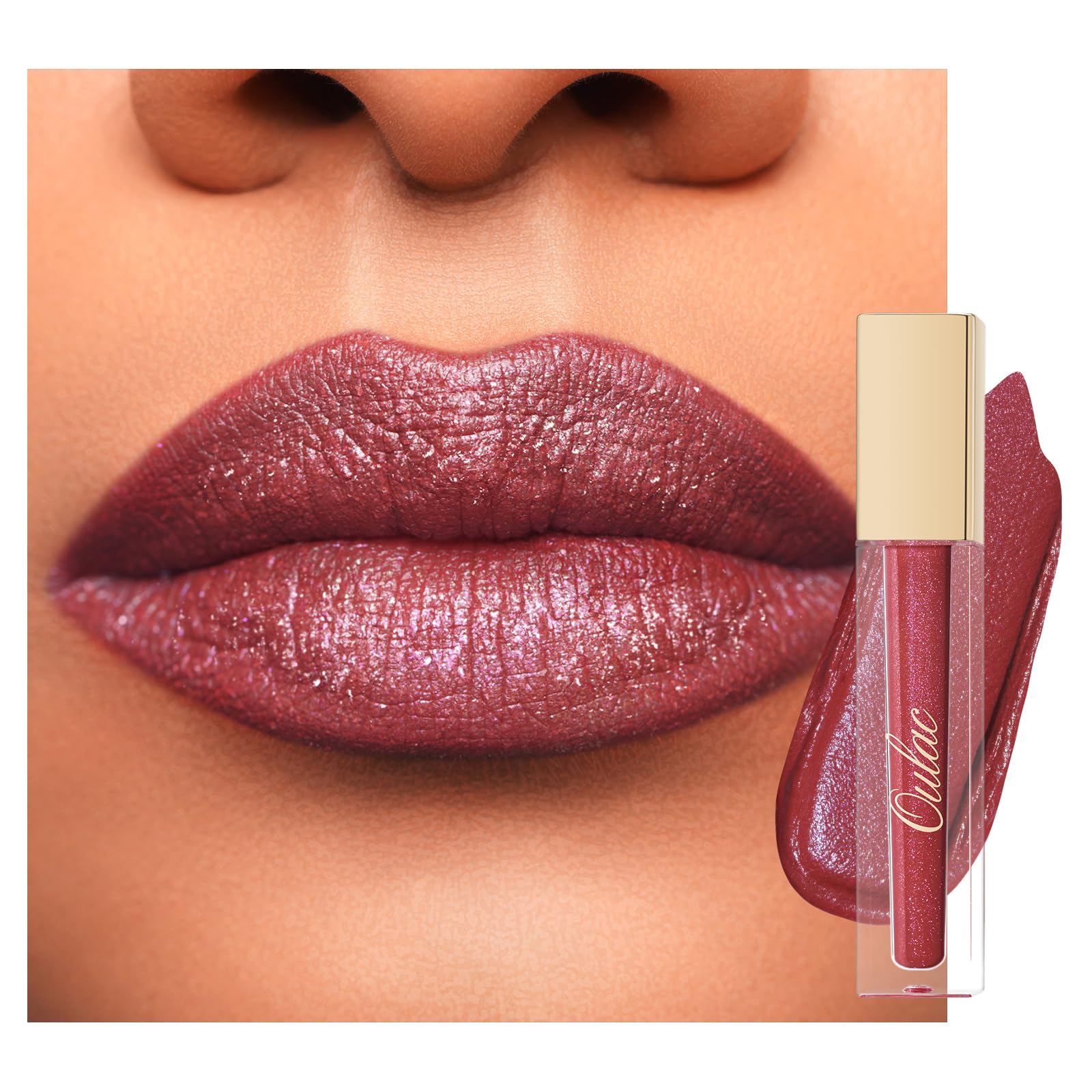 Oulac Matte Liquid Dark Red Lipstick for Women, Long Lasting Lip Stain, Waterproof Highly Pigmented Creamy Formula Lipstick with Vitamin E, Vegan, 4.5ml (M18) — view 10