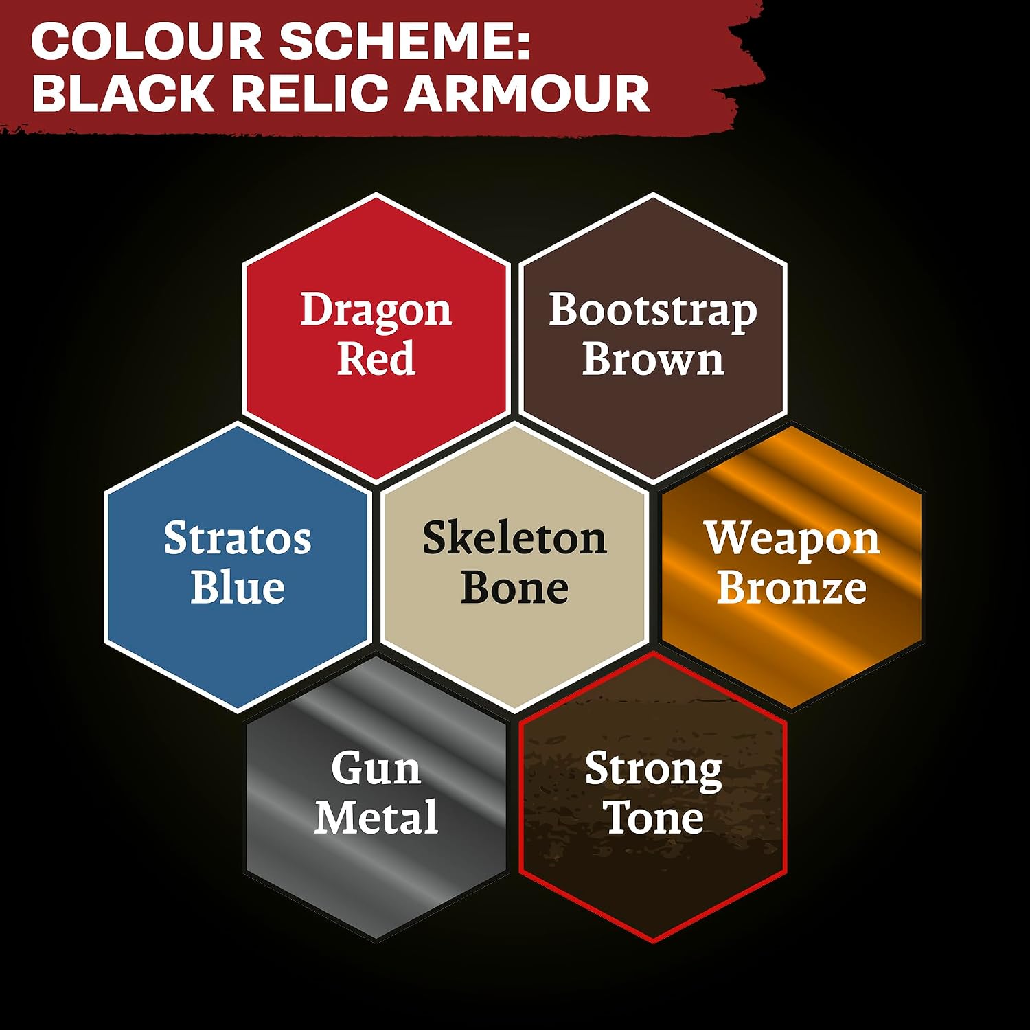 The Army Painter, Combat Se7ens: Black Relic Armour, 7 x 18 ml Warpaints Fanatic: 4 Acrylic, 1 Wash, 2 Metallics, Perfect for Miniature Quality Hobby Paints for DnD & Warhammer Figures