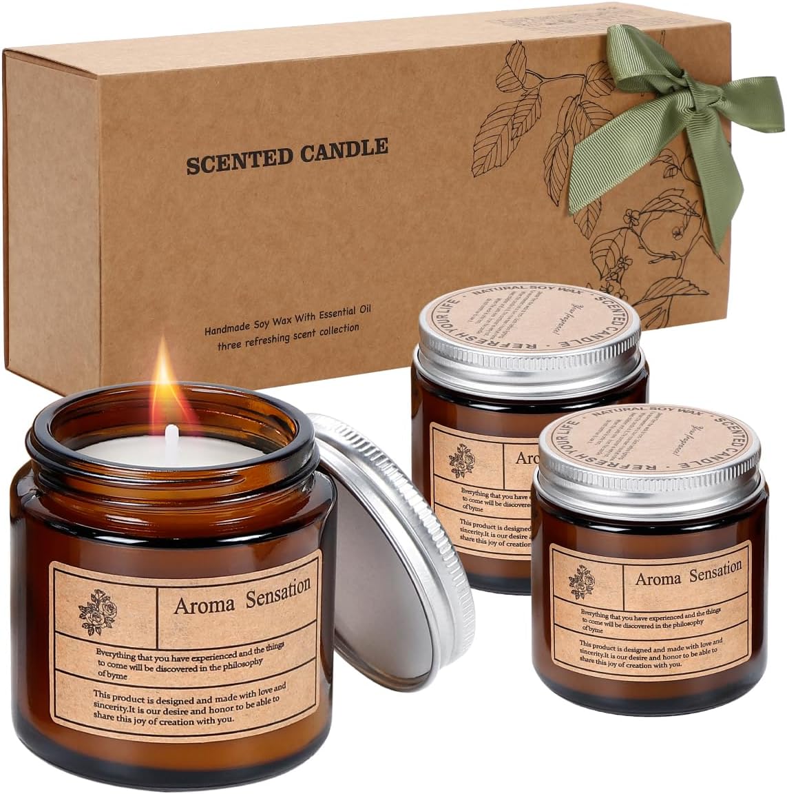 Amazon.co.jp Enhancery アロマキャンドル アロマ ギフト セット ローズ ジャスミン バニラ 65時間 ギフトセット