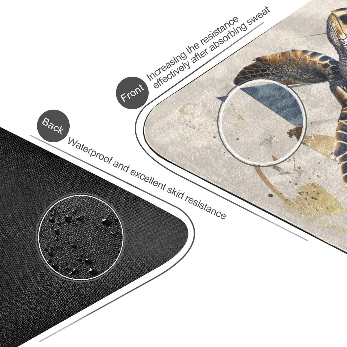 ALAZA Turtle Circles Triangles Yoga Mat Non Slip Fitness Exercise Mat, Workout Mat for Yoga, Pilates and Floor Exercises