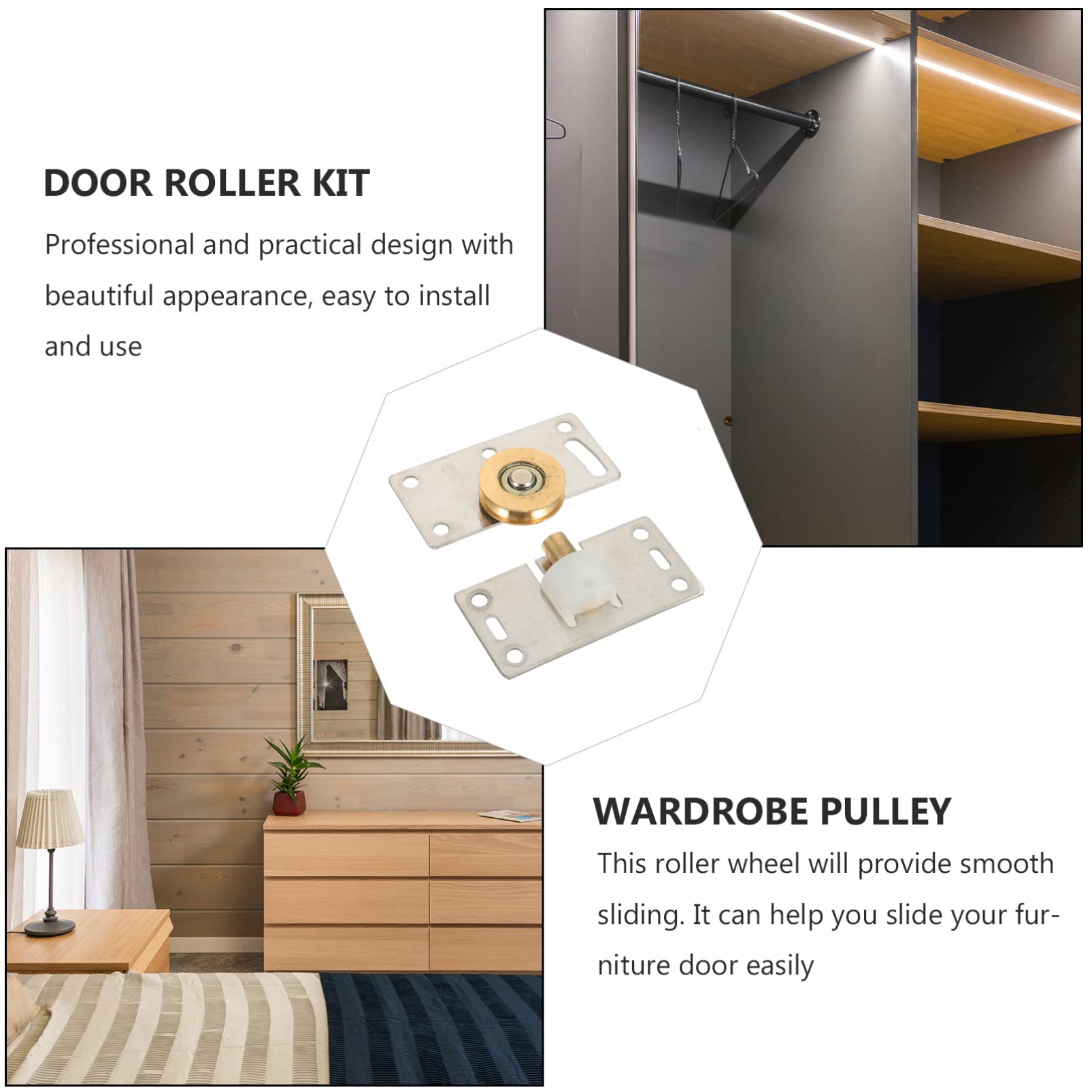 2x Schiebetürrollen Aus Stahl - Geräuschlos, Nylon, Für Kleiderschrank- & Innentüren