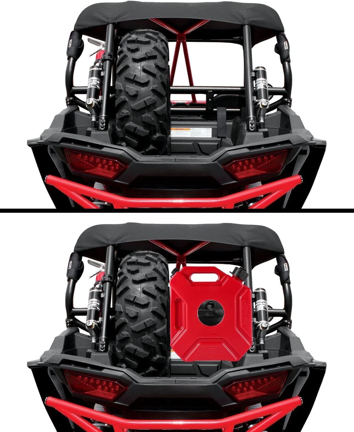 UTV ATV Gas Can Mount for 3L/0.79gallon 5L/1.3gallon Fuel Tank 1.4in 1.75in 2in Roll Bar, Compatible with Wrangler Polaris RZR Ranger Camper Pioneer Yamaha Can Van Am Pickup, Mounting Cans Holder
