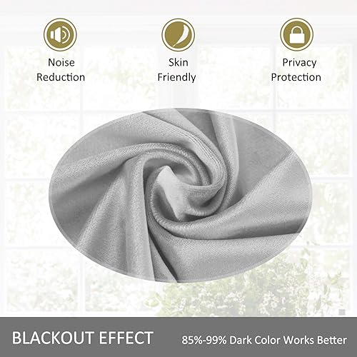 Miniatura 4 de cololeaf Cortinas opacas de terciopelo para sala de estar, con pestaña trasera, bolsillo para barra, cortinas opacas para oscurecer la habitación,