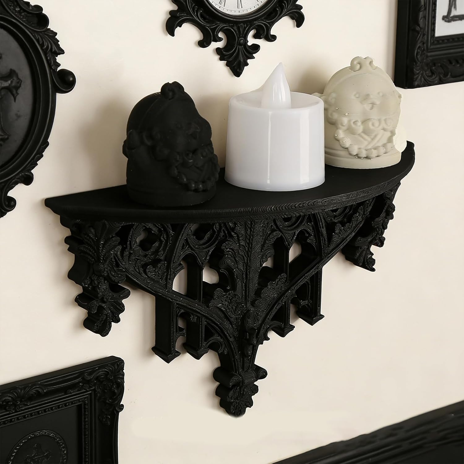 Wall Mount Shelf with Intricate Floral Carving Design Floating Organizers for Living Room Bedroom Decors Wall Mounted Shelf