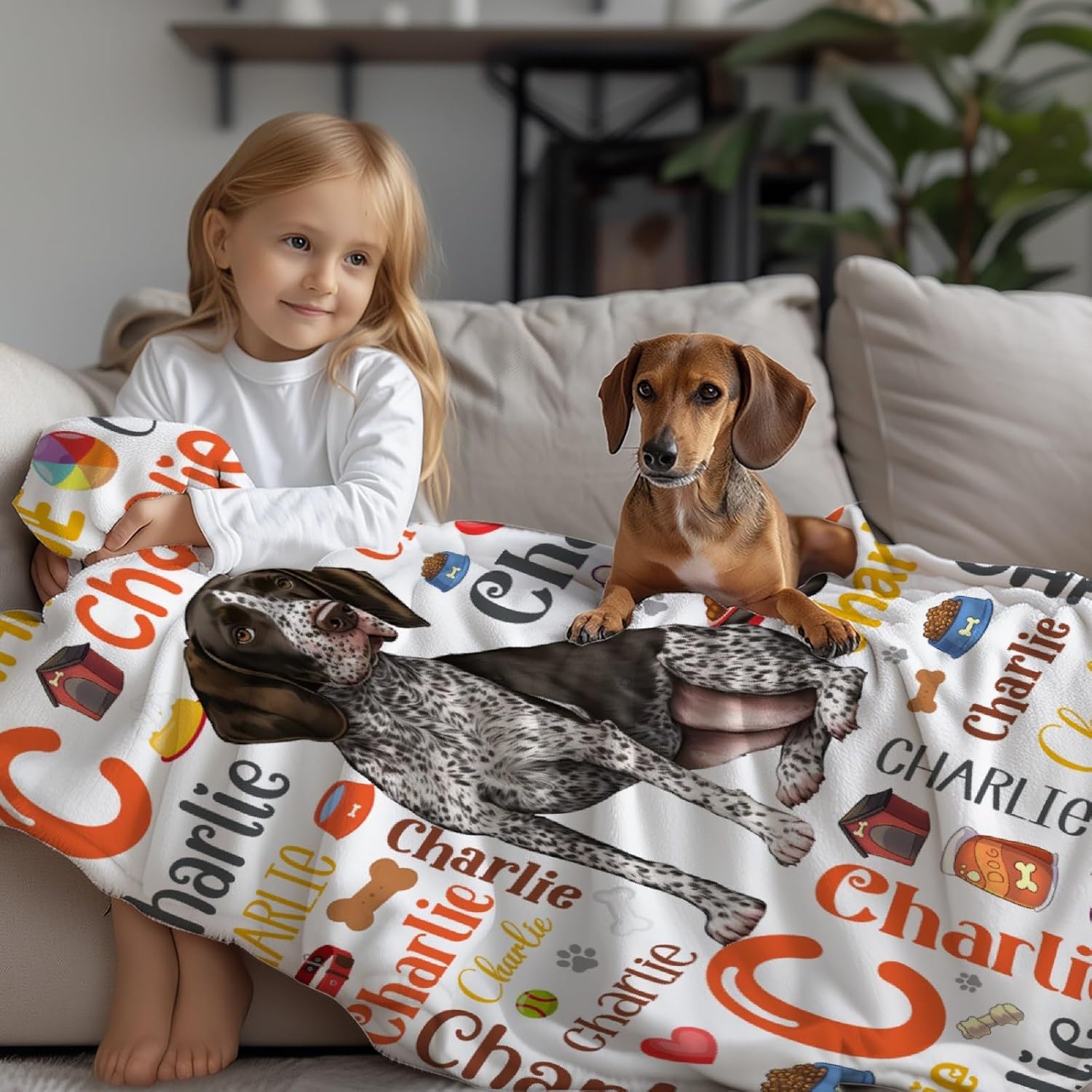 Personalized Dog Blanket Gifts for Pet Lovers, Custom Pet Name Blanket, Ultra Soft Customized Puppy Throw Blanket for Couch Bed Travel, German Shorthaired Pointer - Image 3