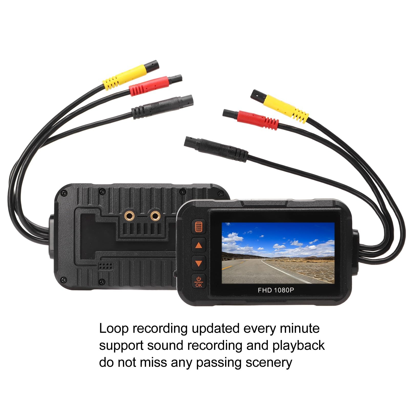 Enregistreur de Moto, Caméra de Tableau de Bord de Pouces 1080P Avant Arrière Vidéo Enregistreur de Conduite Enregistrement en Boucle Capteur G Surveillance de Stationnement