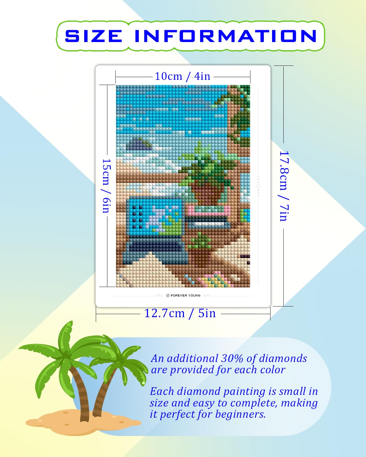Foreveryoung Minigem - Kits de arte de diamantes pequeños para principiantes, 12 piezas de resina cuadrada de pintura de diamante para adultos, arte de diamantes de 2 horas estilo postal de 5 x 7