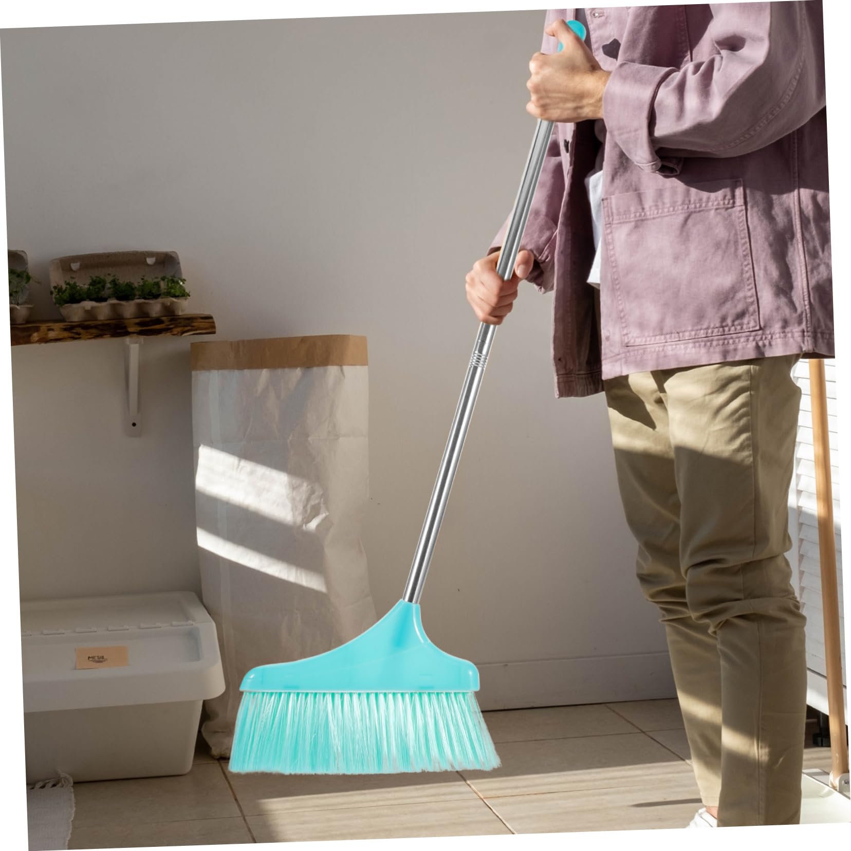 Homoyoyo Balai De Nettoyage Métal Avec Manche Balai Intérieur