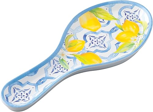 UP ware Lovely Lemons - Soporte para cucharas de melamina, soporte para cuchara de cocina para estufa, encimera de cocina y mesa de comedor, 9.625