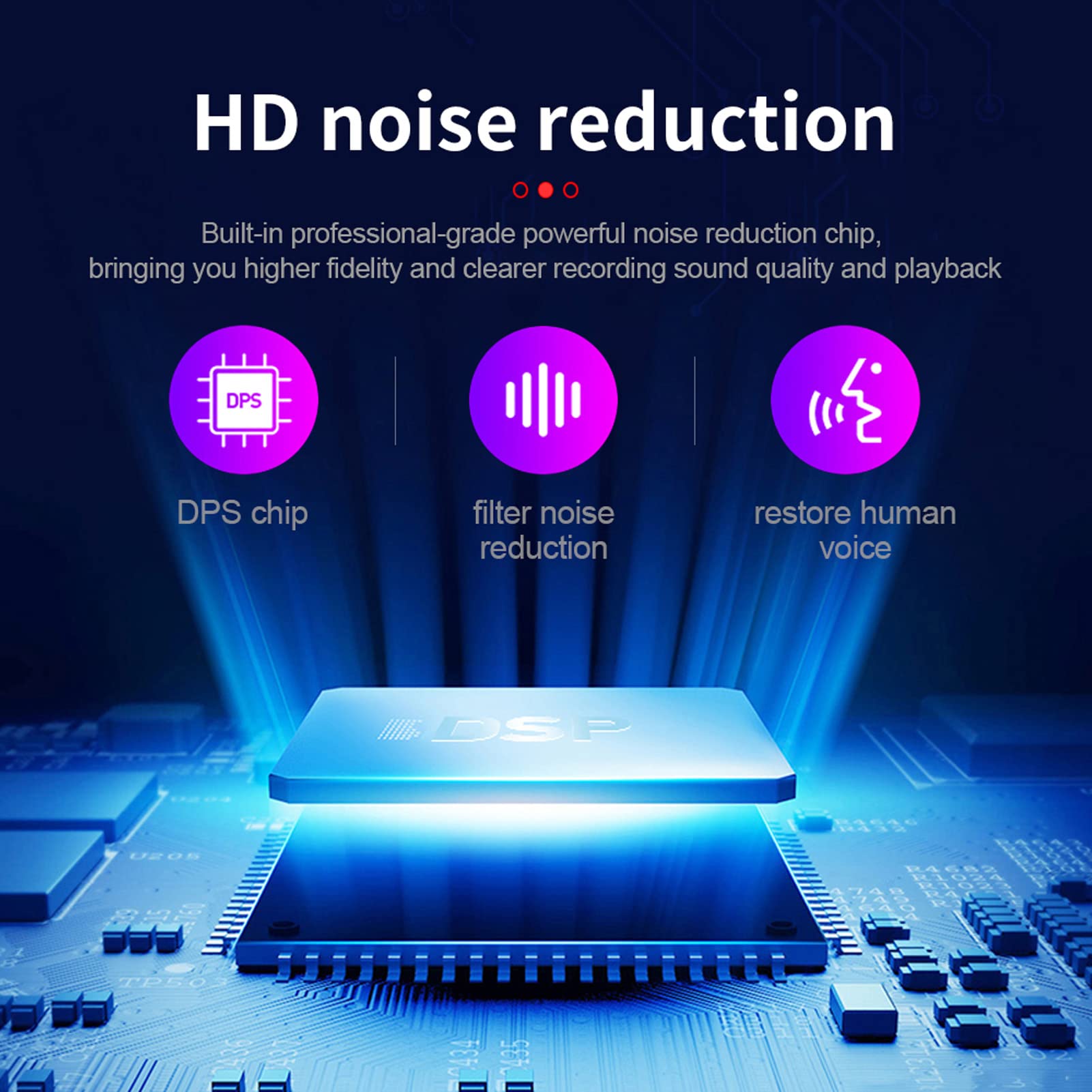 Dyktafon Cyfrowy, Profesjonalne Urządzenie do Nagrywania Dźwięku Adsorpcja Magnetyczna HD Smart Voice Aktywowany Rejestrator z baterią 110mAh o Dużej Pojemności do nagrań Bez (Neutralny angielski 32 GB)