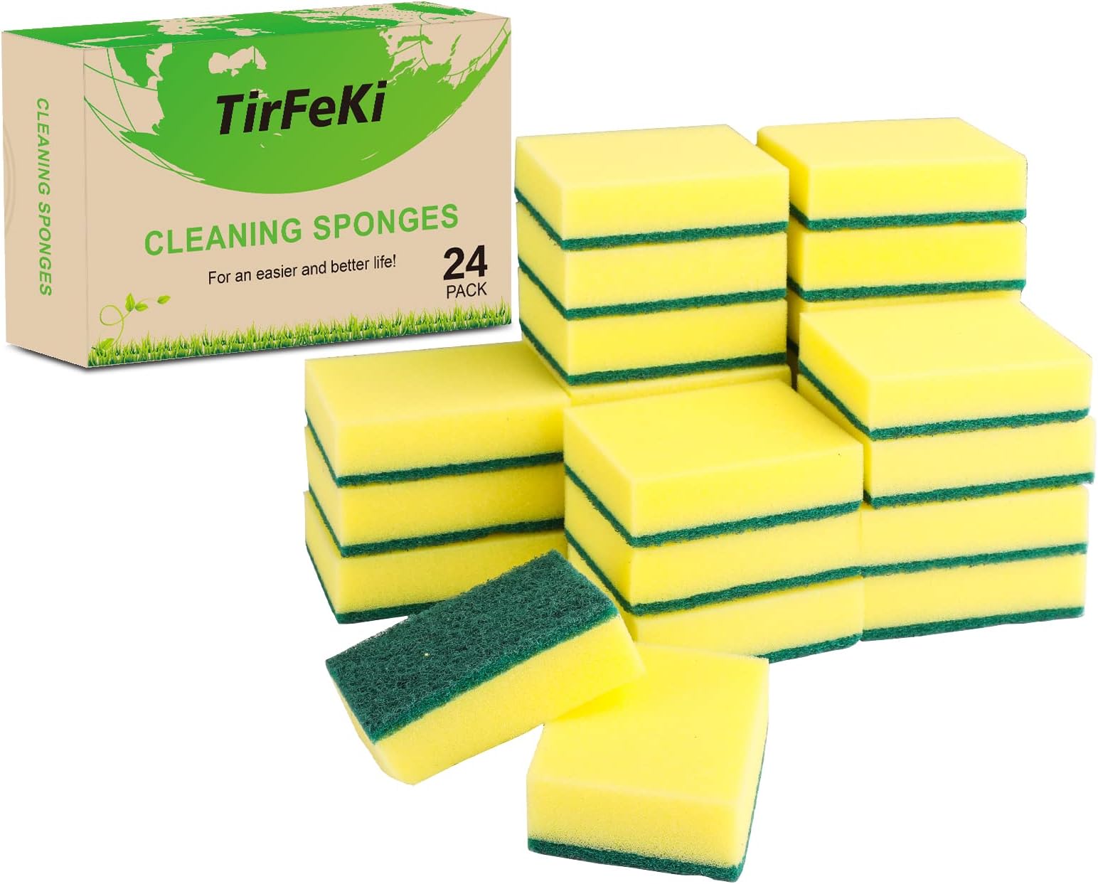Kitchen Cleaning Sponges, TirFeKi Heavyduty Scrub Sponges NonScratch Sponges Eco