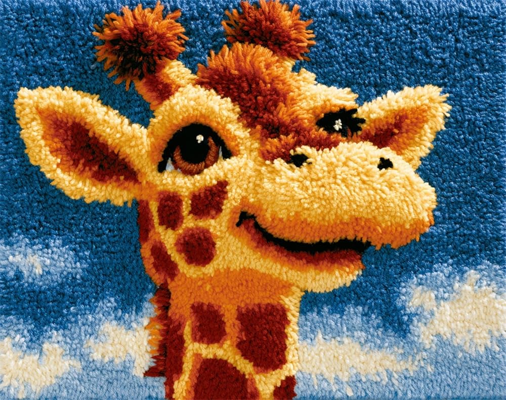 FWRTYCB Latch Hook Rug Kit Cute Smiling Giraffe