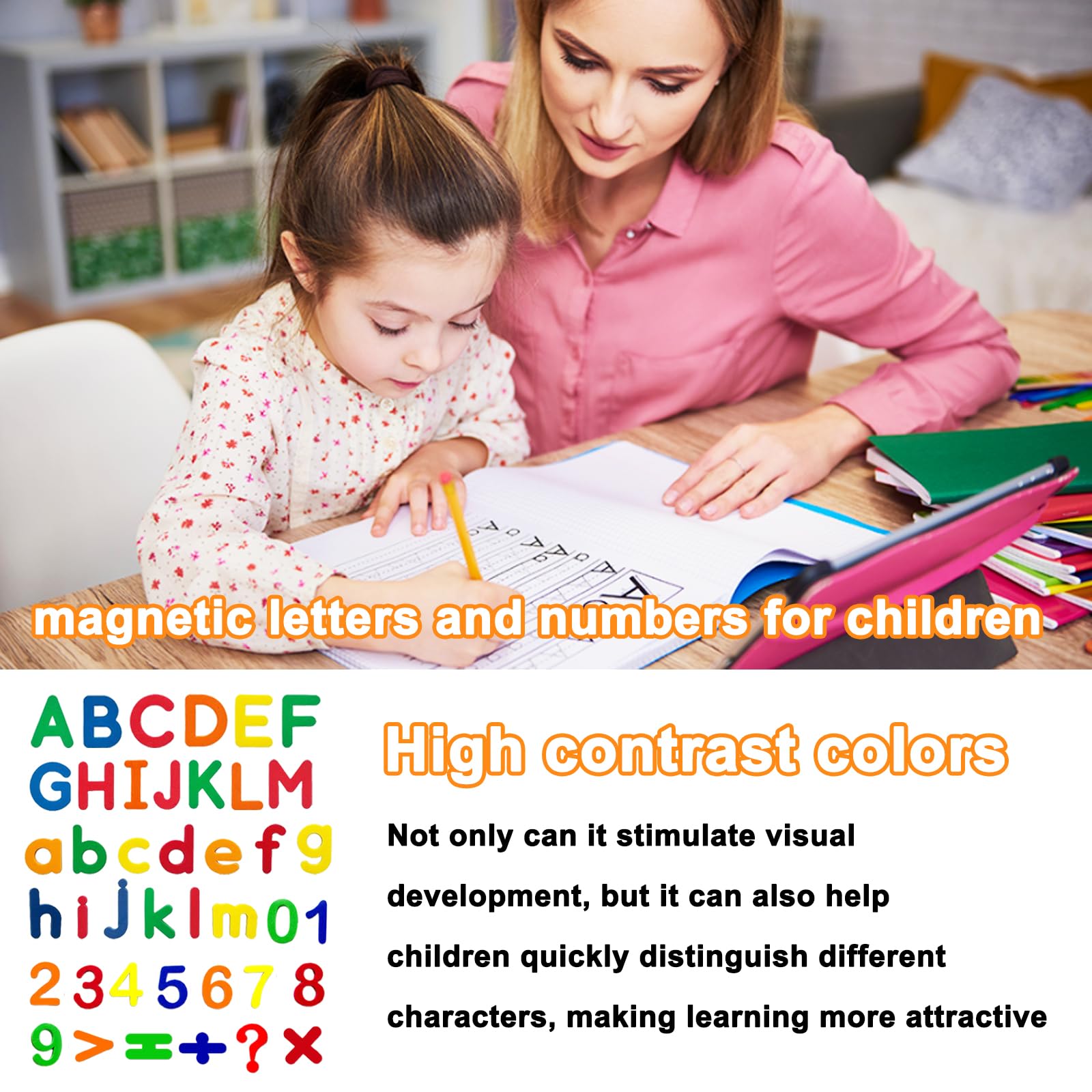 105 Pcs Magnetic Letters And Numbers For Children, Magnetic Alphabet Letters, 26 Uppercase And Lowercase Letters And Mathematical Symbols, Children'S Preschool Learning Counting And Spelling Toys - Image 4