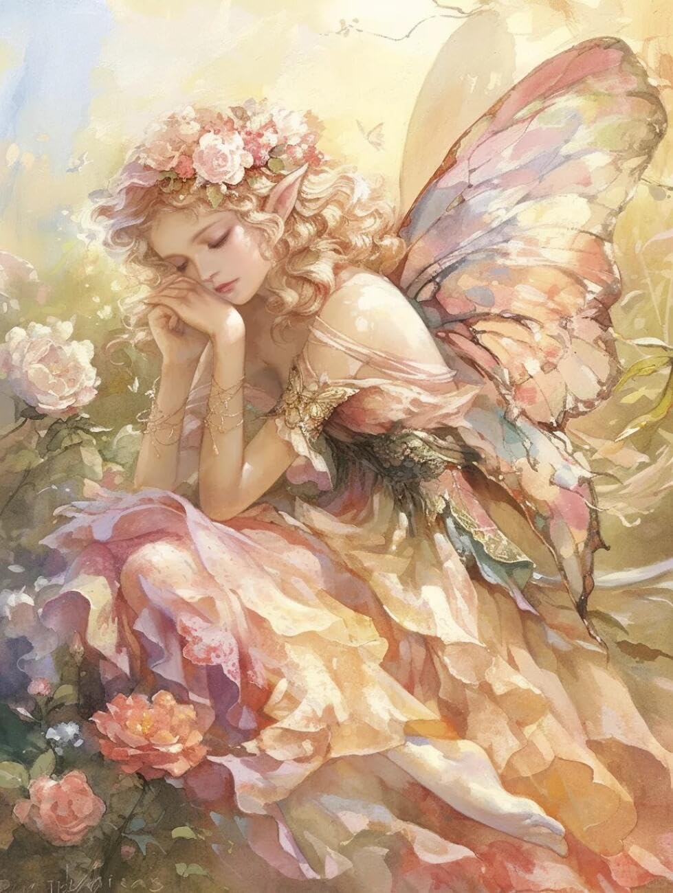 RKFLGEW 14CT Cross-Stitch Kits Fantasy Elf Woman Embroidery Kit for Beginners Adult DIY Cross Stitches Needlepoint Set Home Decoration 40x50cm
