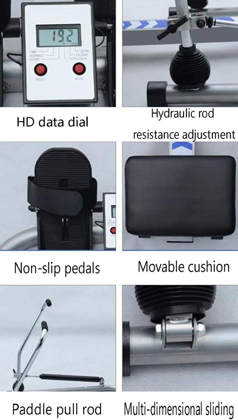 Rameur d'intérieur hydraulique rameur, résistance réglable, Affichage des données HD, Charge maximale 140 kg, adapté pour Les Exercices de Fitness à Domicile URG, Cardio et Musculation
