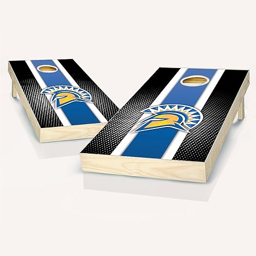 San Jose Stripe Cornhole Boards - Elige tu tamaño y accesorios - Incluye 2 tablas, 8 bolsas con logotipo del equipo y más