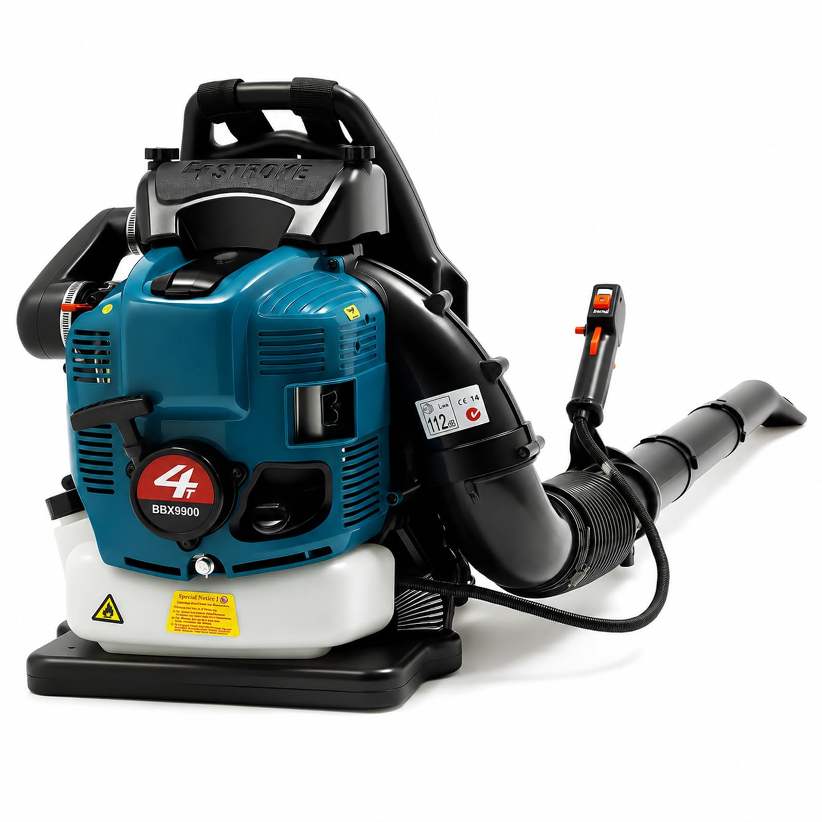 Mochila soplador de hojas de gasolina con motor de 4 tiempos de 75,6 cc, potente soplador de mochila con 498 CFM, aspirador de hojas de gasolina y soplador para jardín y patio, 2600 W 7000 rpm, color