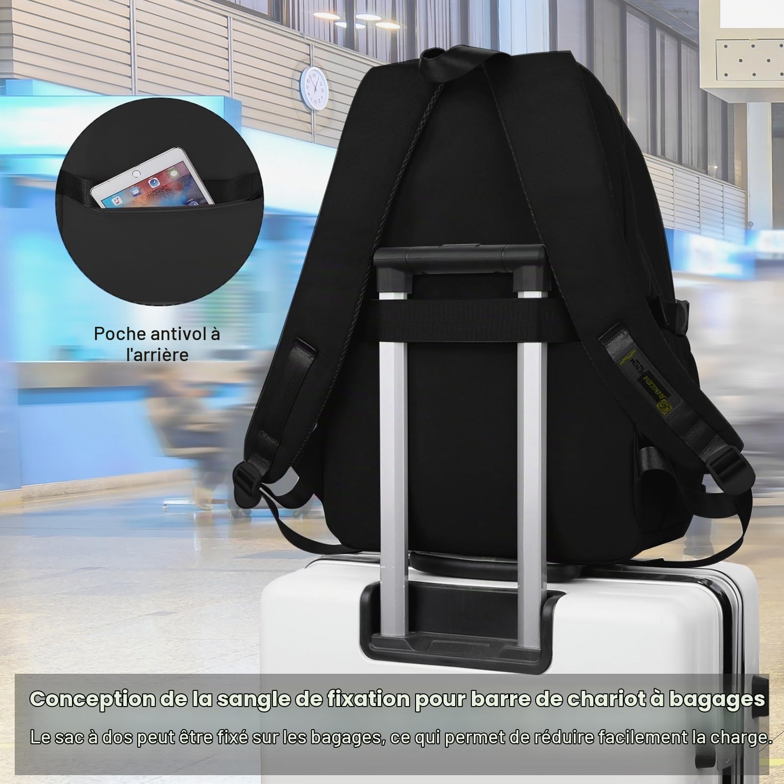 Amythe Sac a Dos Fille, Cartable Primaire Etanche pour Enfant, Sacs à Dos Scolaire Loisir Nylon, Sac D'école Filles Adolescent Pour L'école et les Voyages -Noir
