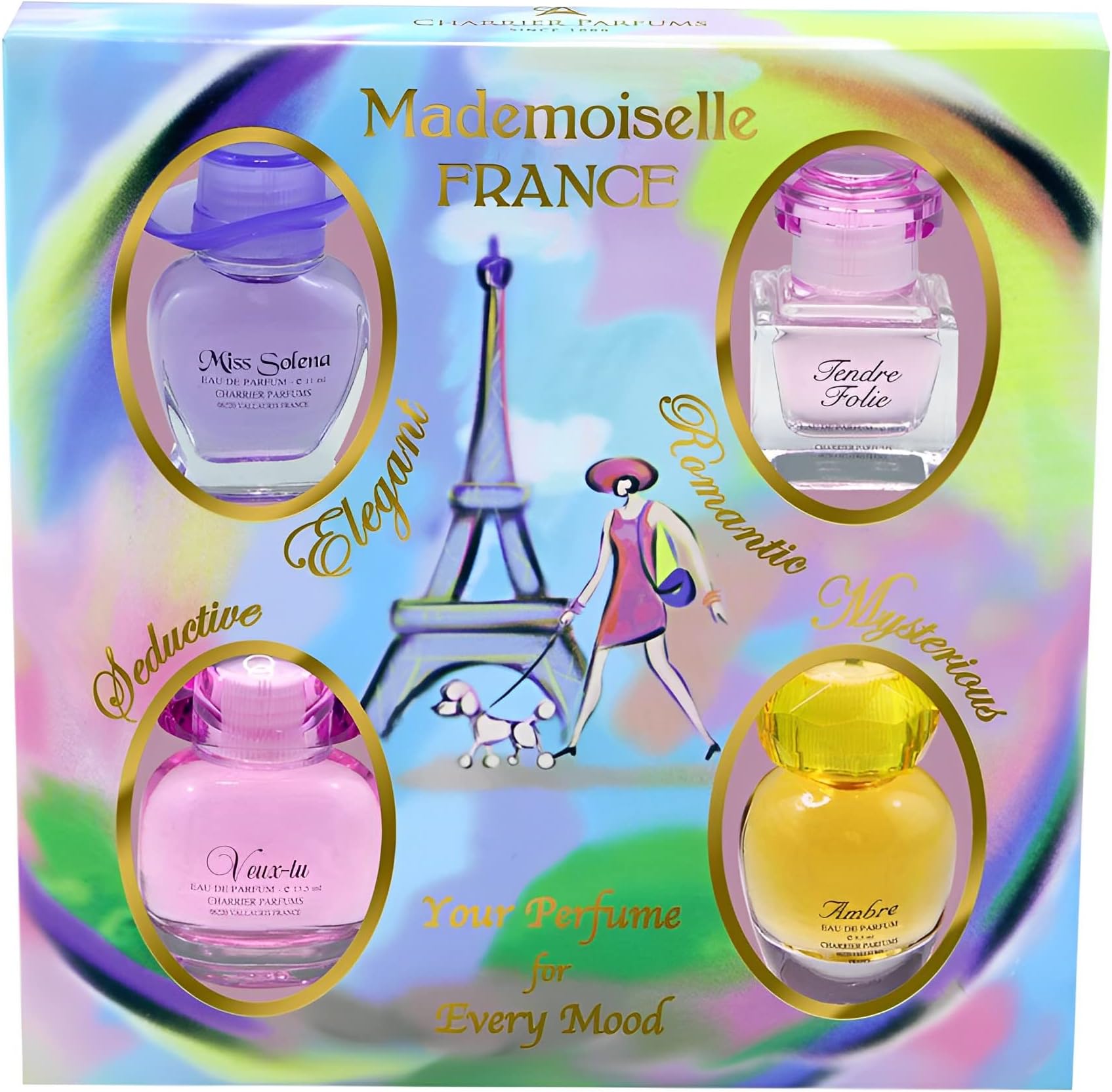 Charrier Parfums - 4 Eaux de Parfum Gift Set - 'Mademoiselle France' - 44.1 ml - Made in Provence, France