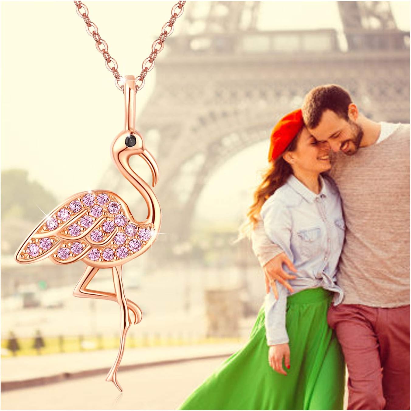 TANGPOET Flamingo Pendant Necklace Jewelry Gifts for Women S925 Sterling Silver Birthday Valentines Mothers Day Christmas Flamingo Gifts for Her Mom with 18"+2" Chain