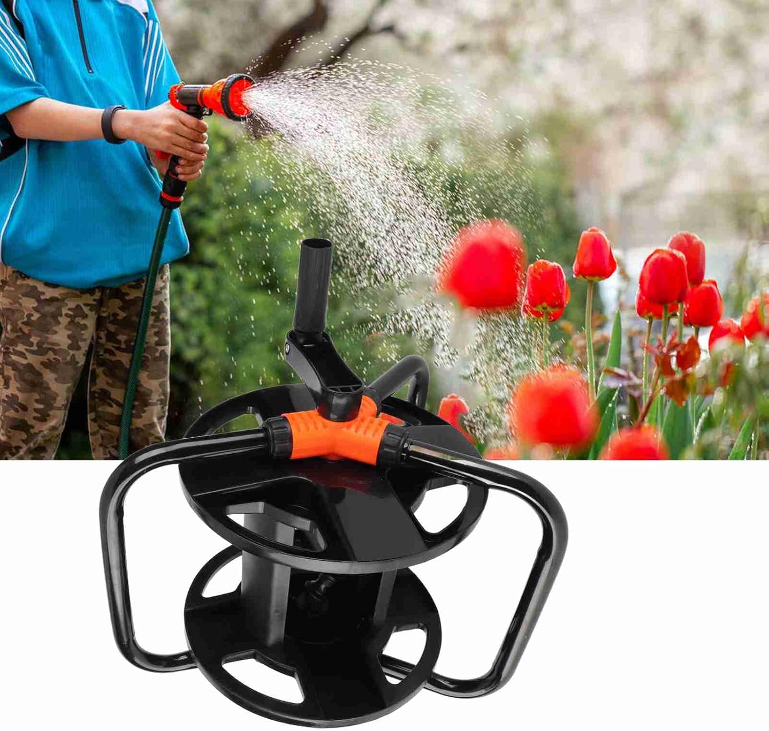 Hose Reel Cart, Hose Trolley Hold Up to 20M 1/2'' Garden Hose, Integrated Handle Saving Labour Cart Reel for Car Washing and Outdoor Planting
