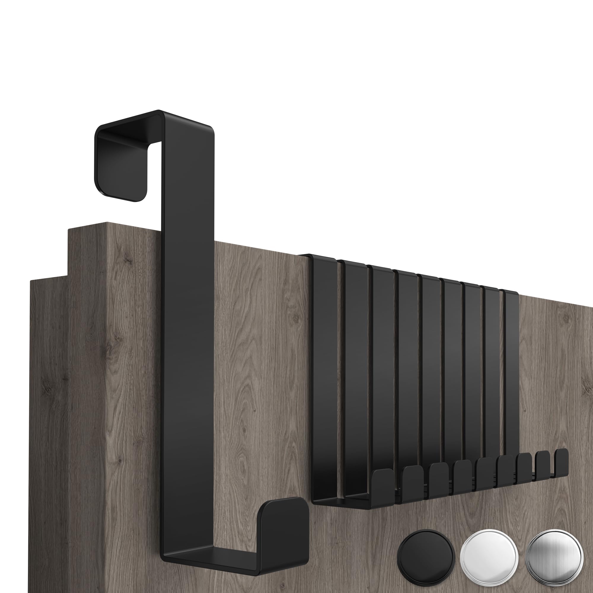 4smile Türhaken zum Einhängen, Fb. Schwarz - 10er-Set Kleiderhaken Tür, einzeln verwendbar - Flexible Haken zum Einhängen, stabile Türhakenleiste, universelle Türgarderobe