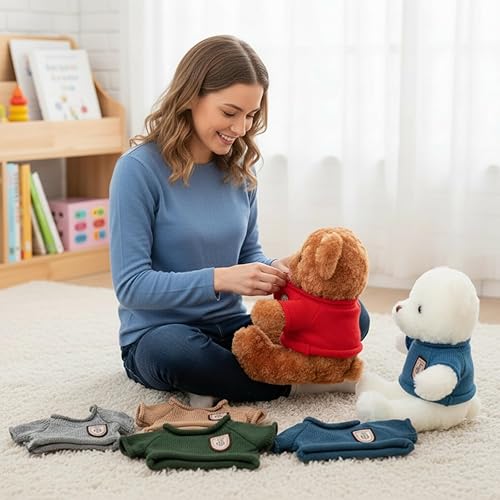 Miniatura 7 de Sratte 8 piezas de ropa para muñecas de peluche, ropa para osos de peluche, lindos accesorios para muñecas de peluche, suéter para oso, atuendo para