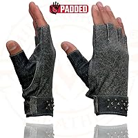 Vista 4 de Milwaukee Leather MG7761 - Guantes sin dedos de cuero negro con palma de gel para mujer, con elegantes «detalles en la muñeca» para motocicleta