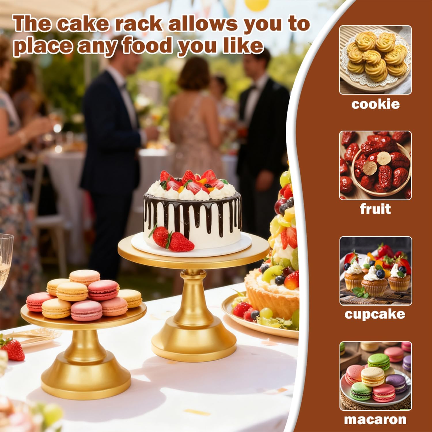 7 Pack Metal Dessert Table Display Set, Rectangular Gold Cake Stand, Metal Round Cake Pedestal Stands, Round Cupcake Display Stand for Wedding Birthday Tea Party Holiday
