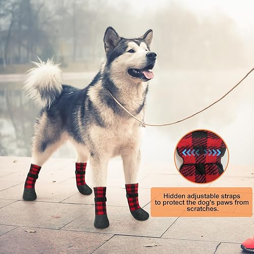 Miniatura 7 de BEAUTYZOO Calcetines antideslizantes para perros, zapatos para perros para pavimento calientefrío, nieve y días de lluvia, botines de agarre