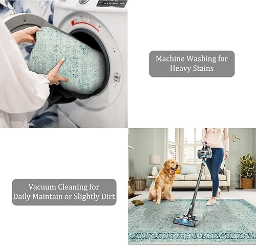 Miniatura 4 de Alfombras vintage de cocina antideslizantes de 2 x 8 pies, alfombra de pasillo lavable de 8 pies, largo oriental envejecido, floral, para