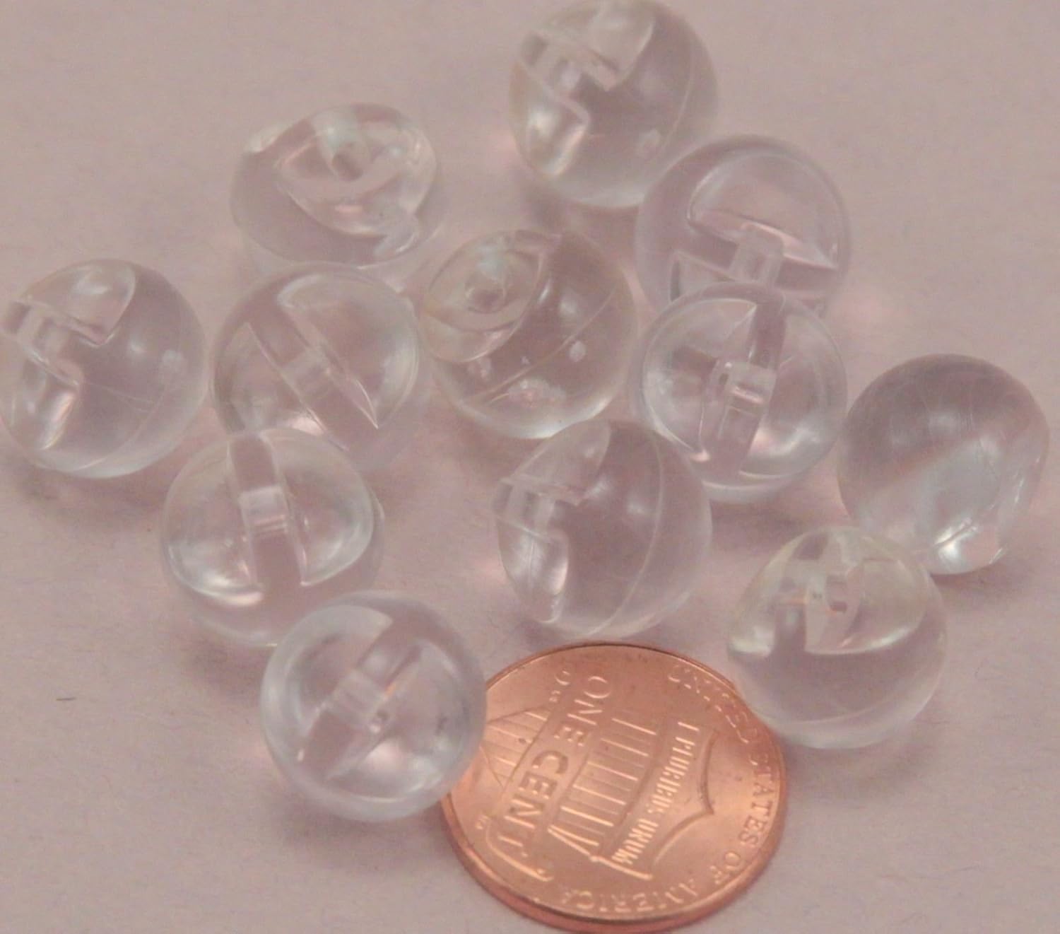 12 Clear Plastic Ball Buttons 1/2'' 13MM 6288