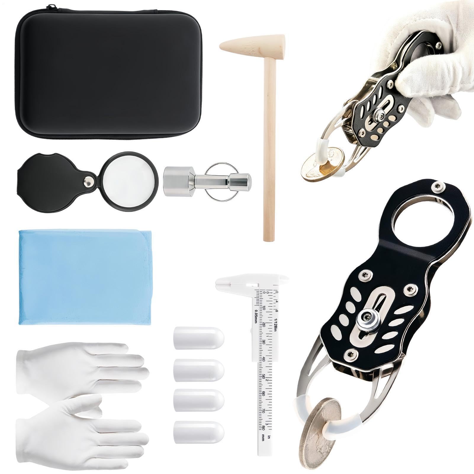 Gold And Silver Tester,Magnet Portable Sensitive Resonance,Coin Tapping Test Kit - For Collectors Display Cases Auctions Jewelry Sovereign Home Travel