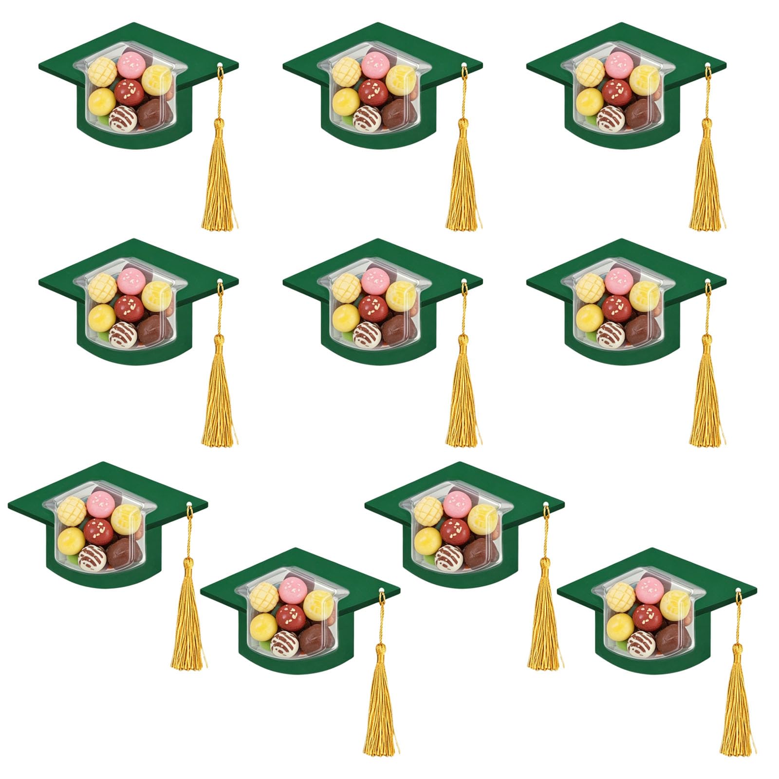 Kaeltsyn 10Pcs Graduation Cap Shape Candy Box 17x10cm Chocolate Holder Container for Graduate ’ s Day Gift Giving Graduation Cap Box