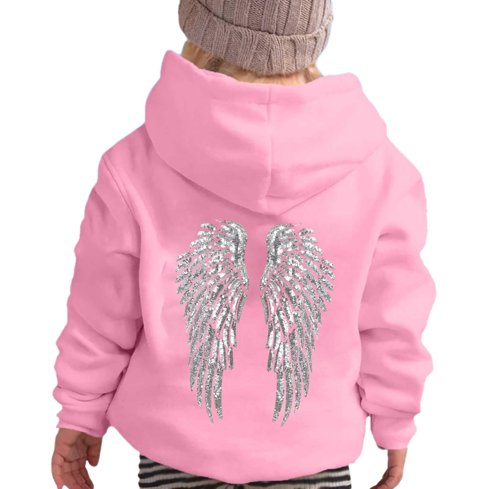 Sweat à capuche fille imprimé ange pull molleton confortable hiver