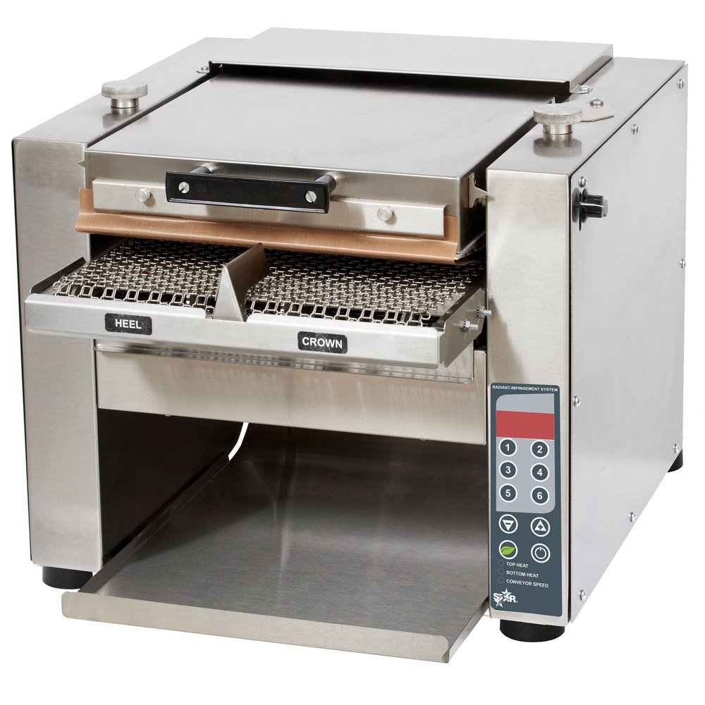 Star Ultra-Max Countertop Horizontal Contact Conveyor Toaster (1400 Slices per Hour) with Silicone Belt & Programmable Controls by Star Micronics – Silicone, Model HCTE13S