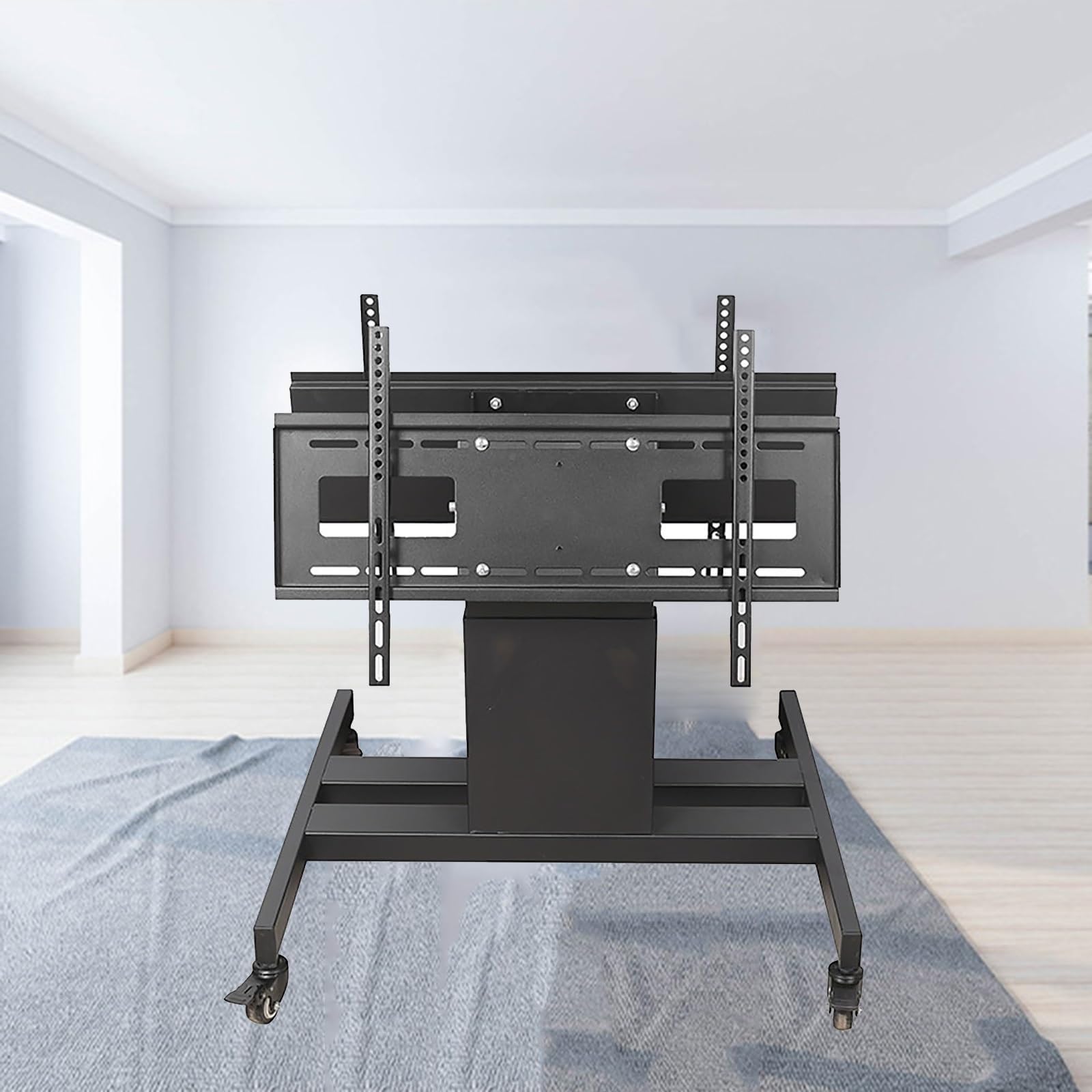 Carrello TV mobile con ruote - Carrello monitor basso per TV da 32-70 pollici, può contenere due schermi, supporto da pavimento universale per TV da sala conferenze,