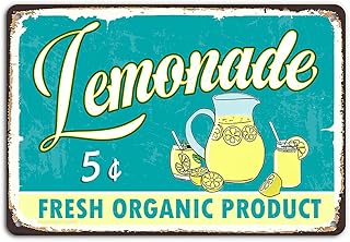 Vintage Metal Sign Lemonade Fresh Organic Product Funny Decoration Home Kitchen Living Room Cafe Club Wall Decor Retro Tin Sign 12x16 Inch
