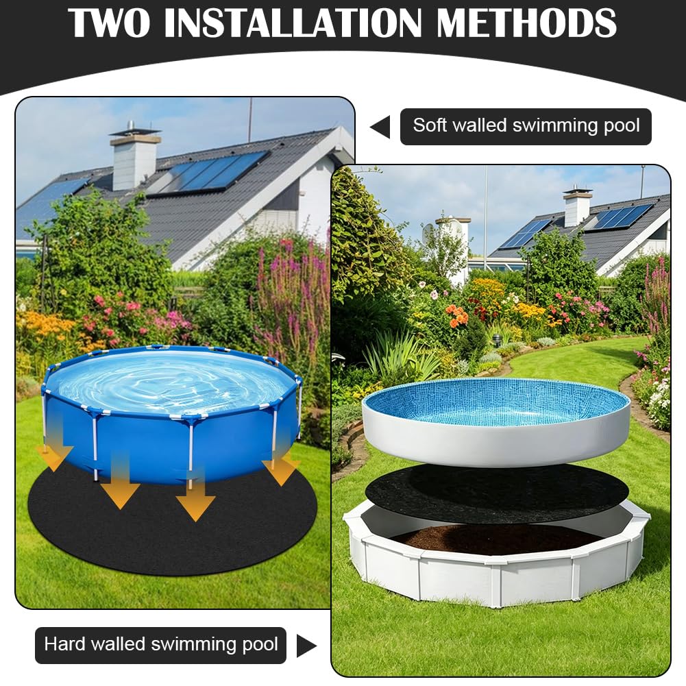 RANJIMA Tapis de piscine rond Ø 460 cm - Tapis de piscine antidérapant extérieur - Bâche de protection de sol pour piscines - Empêche les trous - Prolonge la durée de vie du revêtement
