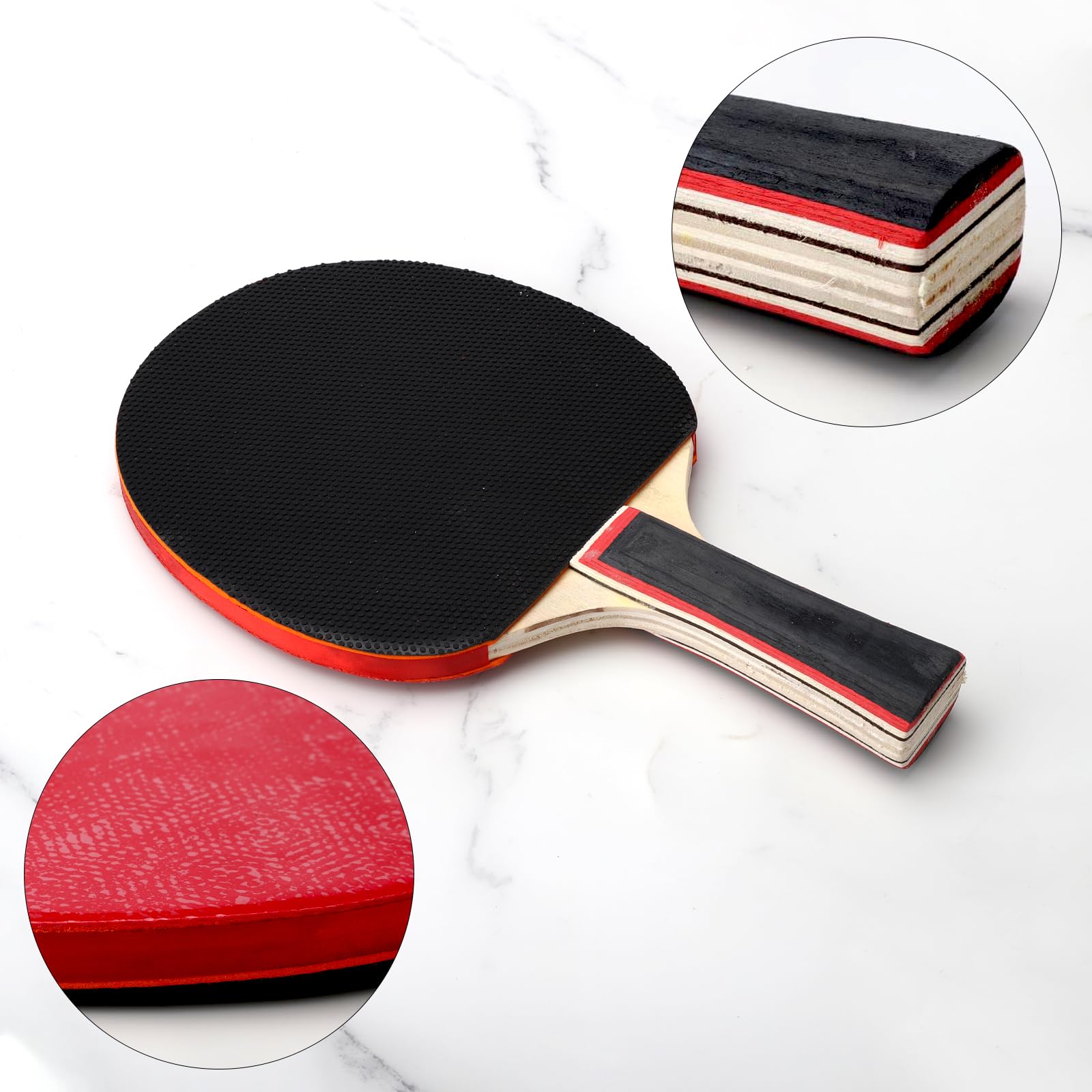 TNSLAND Sets de Ping Pong 2 Palas Ping Pong 3 Pelotas Ping Pong 1 Organizador, Entrenamiento o Kit de Raqueta Recreativa, Raquetas Ping Pong Juegos Profesionales y Recreativos, Exterior, Interior
