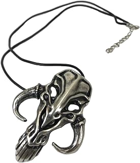 Mandalorian Skull Mythosaur Pendant Brass Star Wars Yoga Mando Necklace Silver