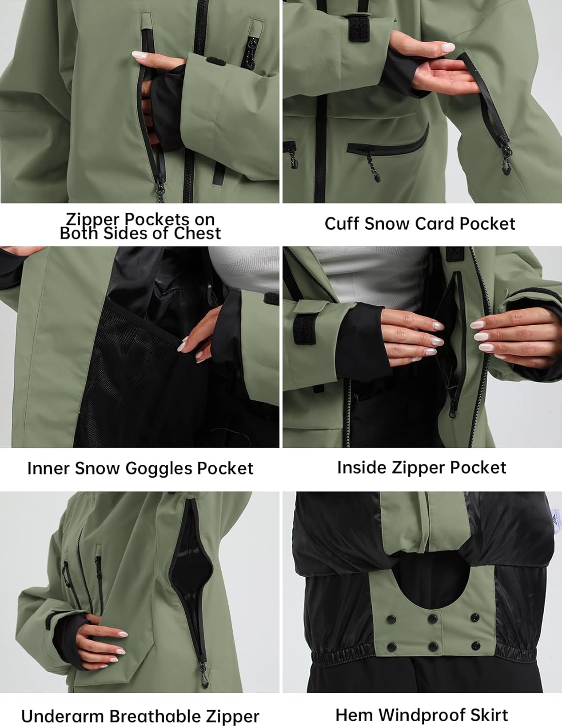 GSOU SNOW Mens Ski Jacket and Pants Set Baggy Snowboard Suit Ski Snowsuit Snow Bibs Waterproof Hooded - Image 4