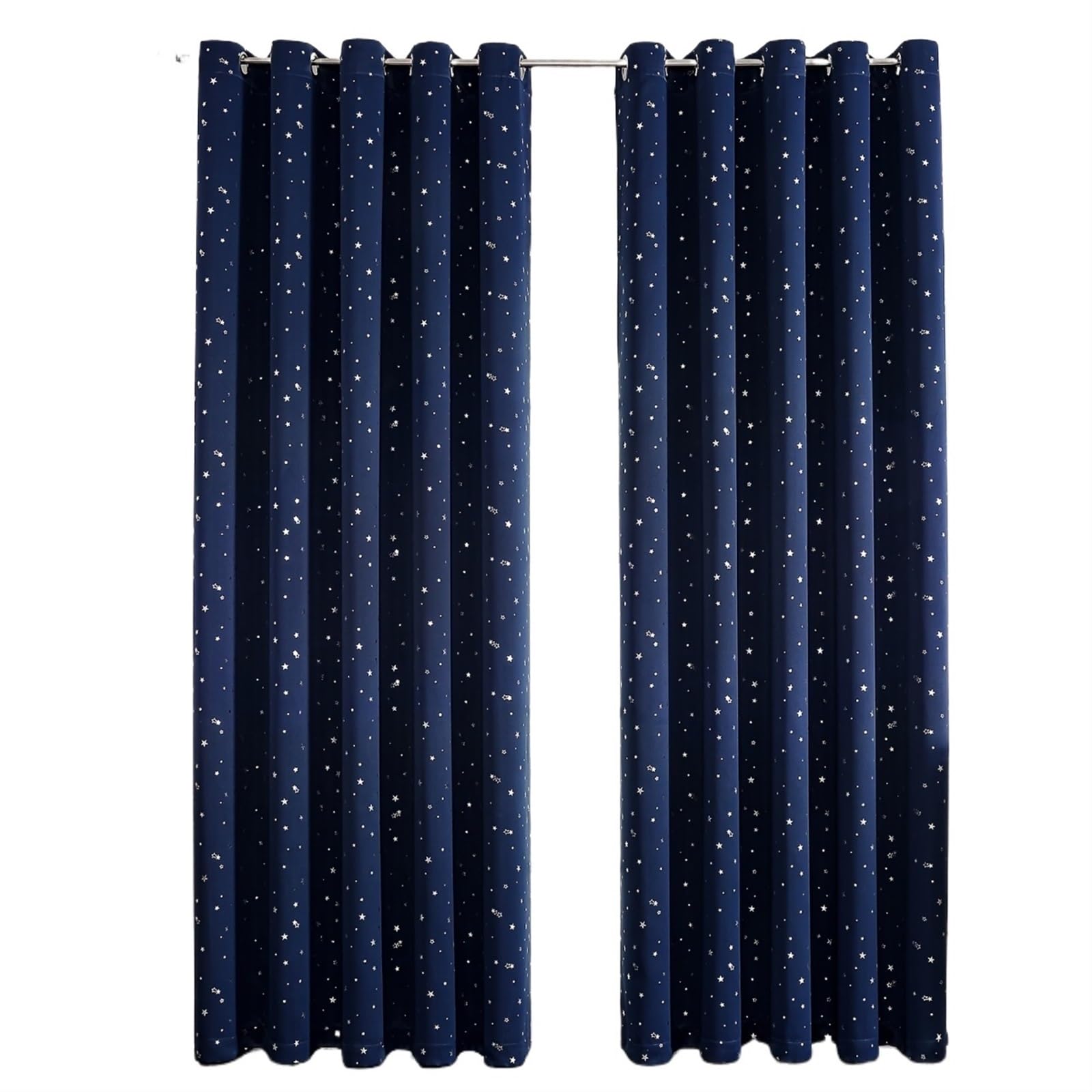EnxJire Blackout Curtains Blackout Curtains with Stars Grommet Top for Bedroom Living Room Window Drapes(Dark blue-2Panel,132X213cm)
