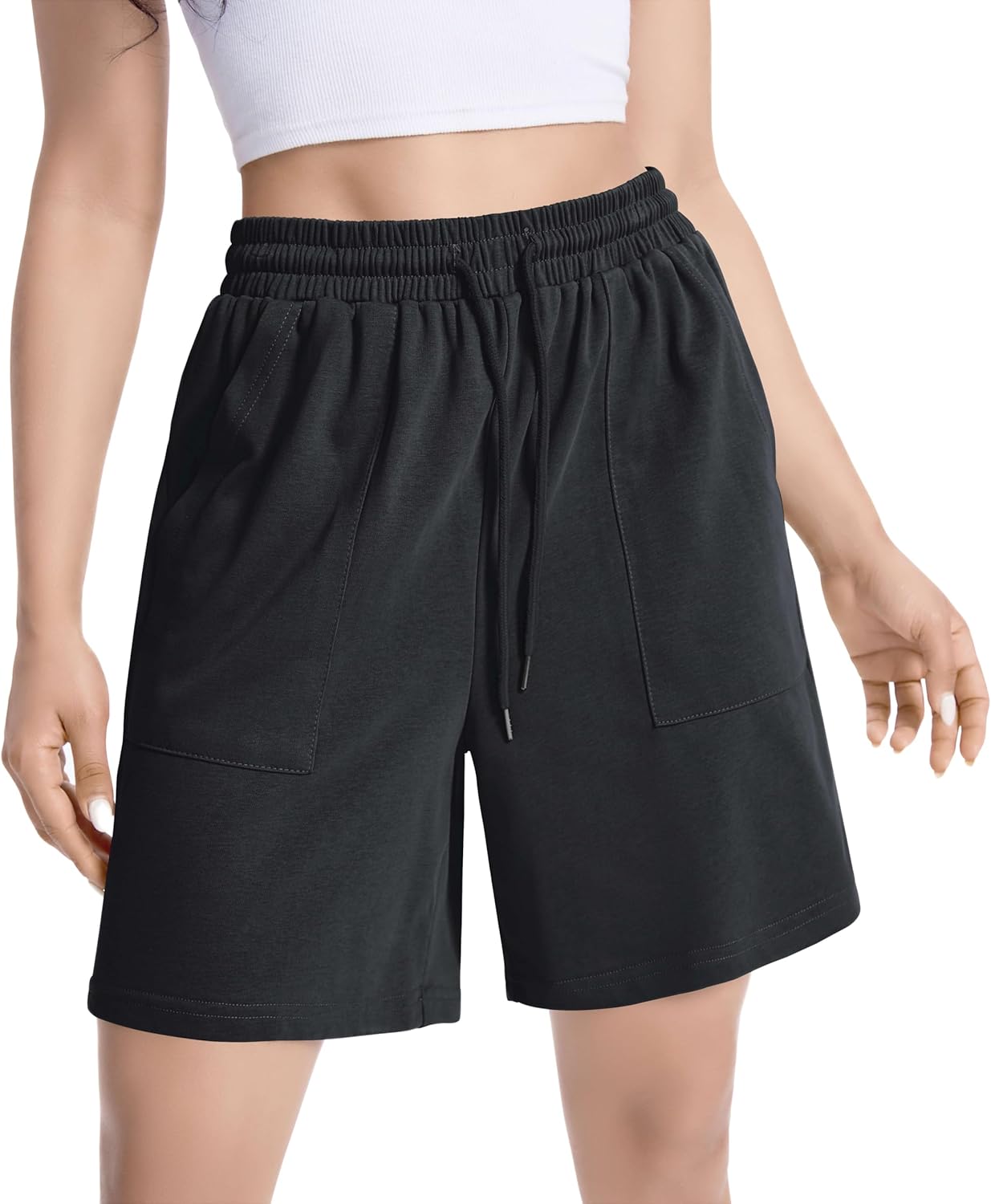 Womens Cotton Sweat Shorts Casual Summer Short Loose Drawstring Lounge Running Athletic Shorts with Pockets