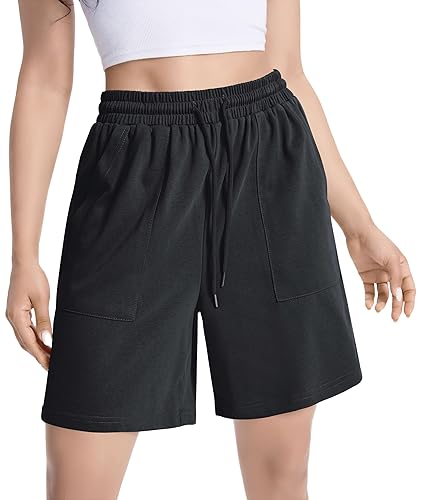 Womens Cotton Sweat Shorts Casual Summer Short Loose Drawstring Lounge