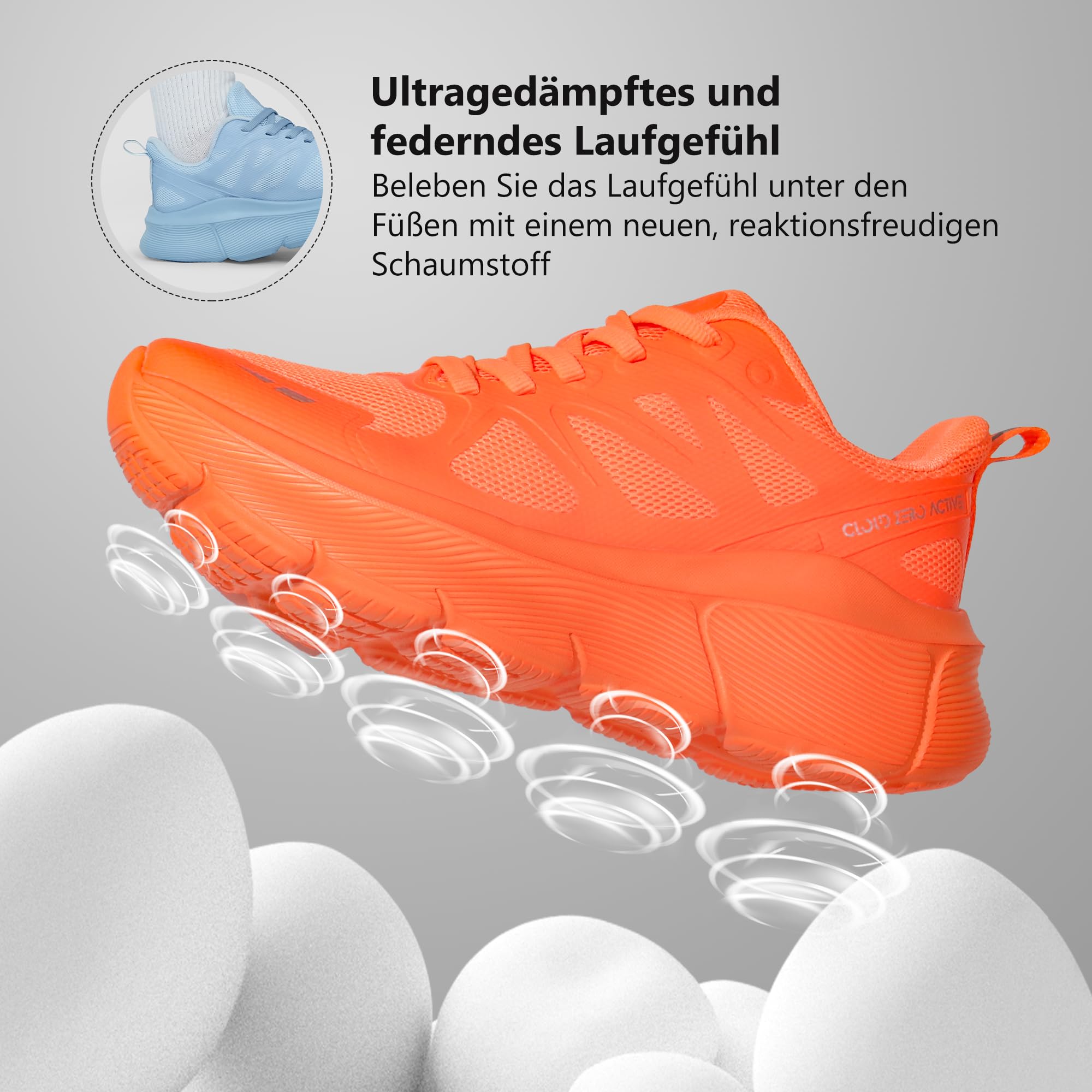 Hawkwell Cloud Zero Active Walking- und Tennisschuhe für Damen, gepolstert, atmungsaktiv, für Sport, Fitnessstudio, Training, Joggen, Sport-Sneaker, rutschfest, für medizinische Zwecke
