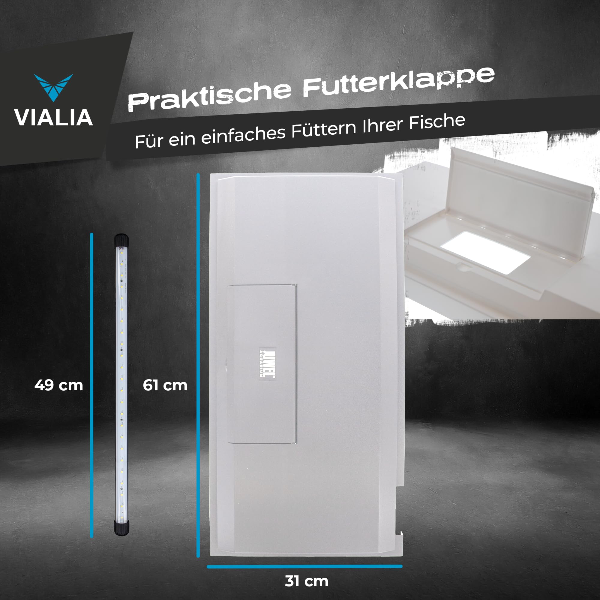 Aquarium 60x30x30 cm, 54 Liter Glasbecken mit Juwel LED, weiß | Kompaktes Süßwasser- und Meerwasser-Aquarium mit weißer Abdeckung, integrierter LED-Beleuchtung und Futterklappe