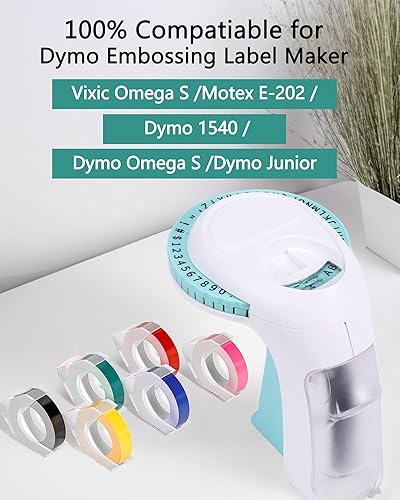 Miniatura 5 de Paquete de 10 cintas autoadhesivas para etiquetas en relieve Dymo Xpress 1540 1550 1570 Office Mate II 12965 DYM12966 etiquetas en relieve, 38