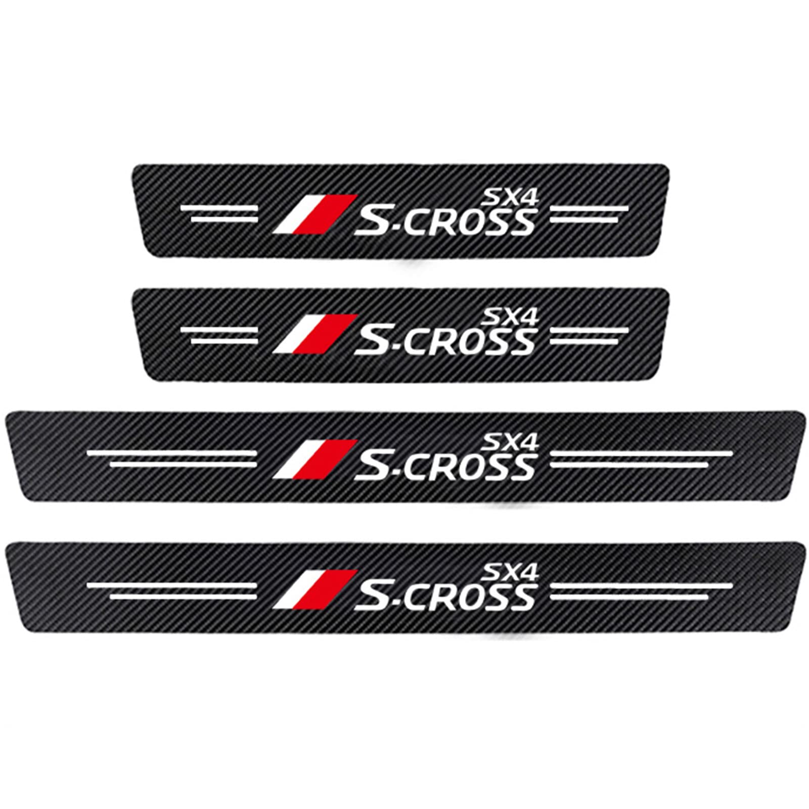 Symilov S~Cross 4Pcs Car Outer Door Sill Protector For Suz-Uki Sx4 S-Cross Swift Jimny Vitara, Carbon Fiber Auto Kick Plates Accessories Scuff Guard Threshold Cover Pedal Sticker Trim - Self-Adhesive,