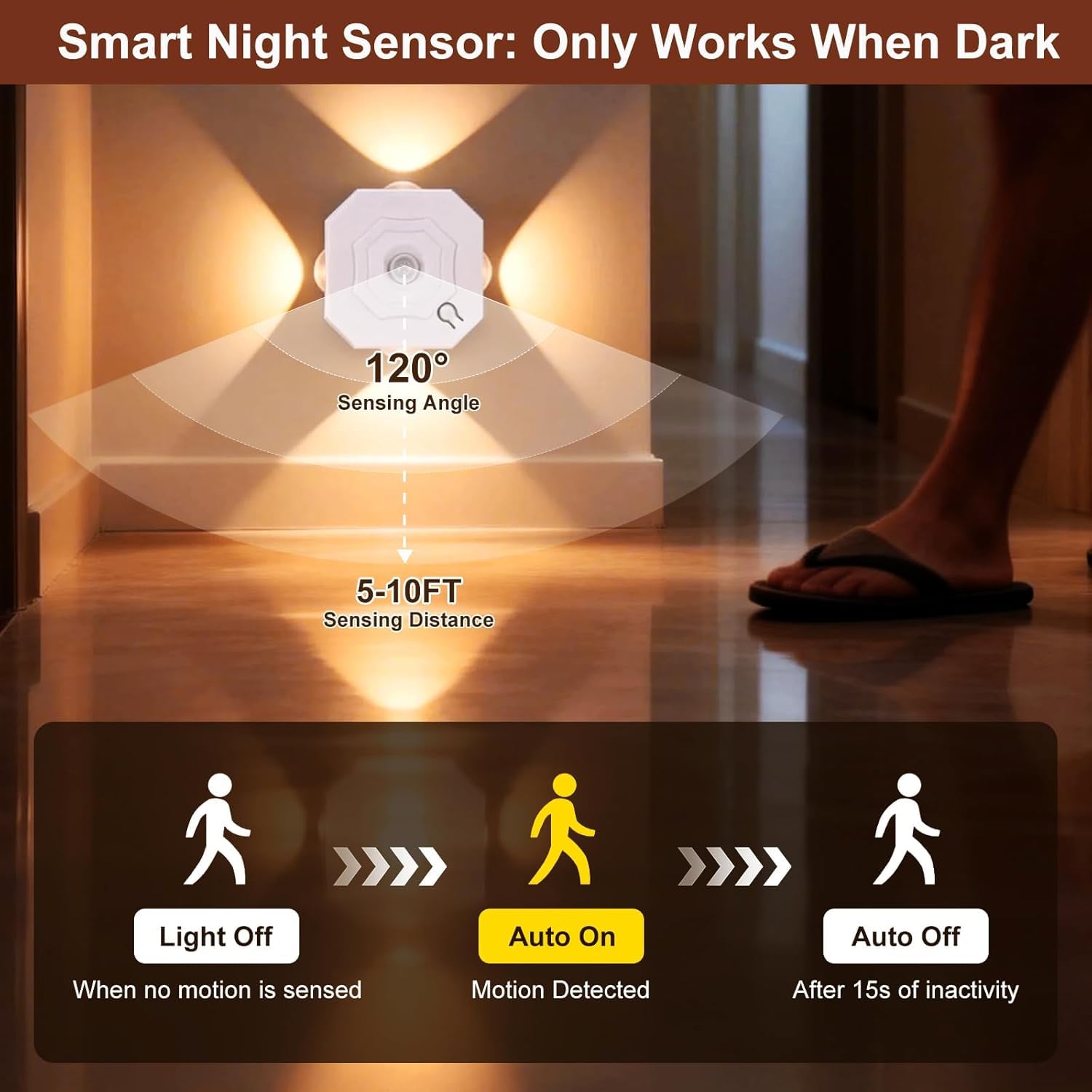 OOWOKS Luce notturna a LED ricaricabile tramite USB con sensore di movimento per interni 3 colori di luce+intensità regolabile con 3 modalità illuminazione per scale senza allacciamento elettrico